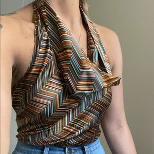 BCBG MAXAZRIA SILK VINTAGE LOOKING HALTER